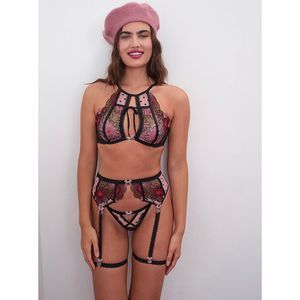 For Love & Lemons Zinnia Embroidered High Neck Bra NWT